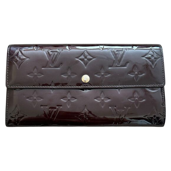 Authentic Louis Vuitton Bernie Monogram Patent Leather Long Wallet W/ COA Purple - Picture 1 of 8